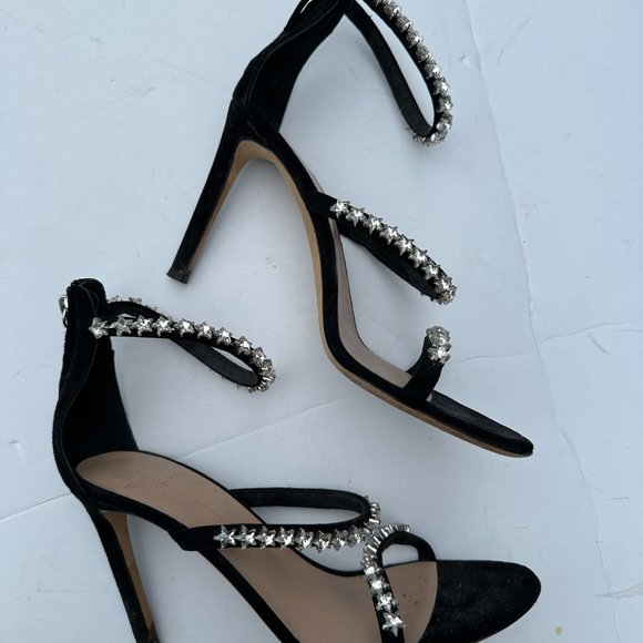 Giuseppe Zanotti Harmony Cometa Sandals Black Suede Star Crystal Studs Eu 38.5 - Picture 14 of 14